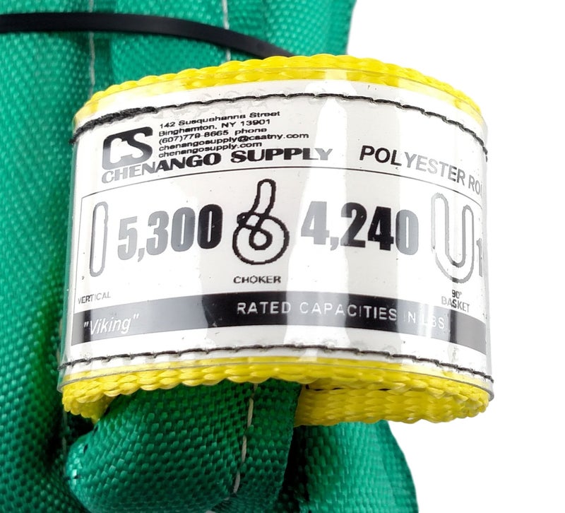 Chenango Supply VR2 Green Round Sling, 6 ft â€“ USA Made, 5,300 lb Vertical, 4,240 lb Choker, 10,600 lb Basket â€“ Double-Ply Cover Endless Poly Rigging Sling for Lifting & Material Handling - Image 3